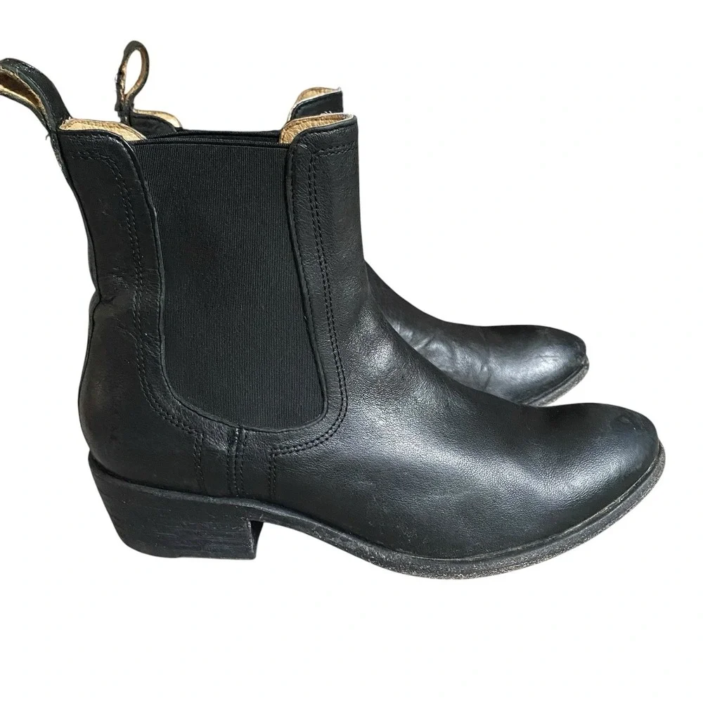 Frye Carly Chelsea Ankle Boot Women Size 9 Black Low Heel Western Cowgirl